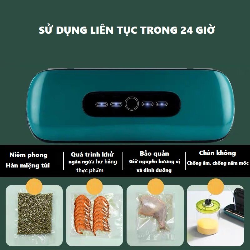 TẶNG KÈM 10 TÚI - Máy Hút Chân Không Bảo Quản Thực Phẩm CÁT Á công suất 130W, lực hút 60KPA