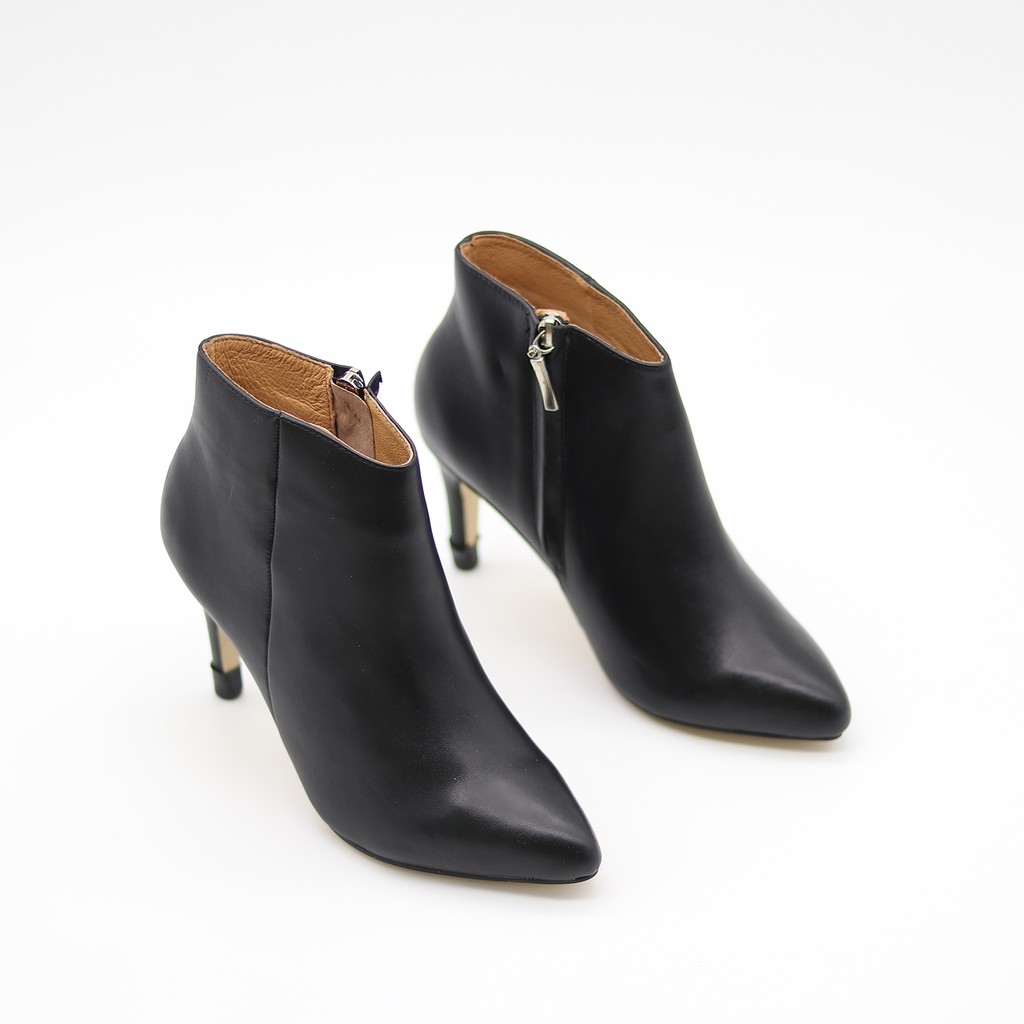 Giày Boot Nữ Cổ Ngắn bAimée &amp; bAmor Mũi Nhọn Gót Nhọn Cao 7cm Da Thật Thời Trang Cao Cấp Bốt Chính Hãng Màu Đen -  MS929