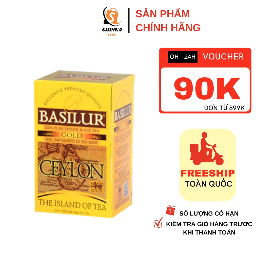 Trà Basilur Golden uống hàng ngày hoặc làm quà tặng – Hộp đựng trà 50g