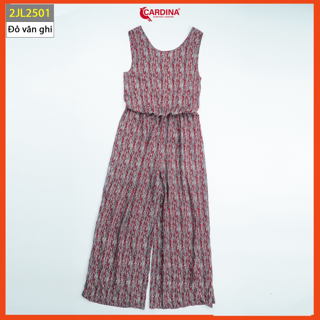 Đồ bộ nữ CARDINA chất lanh tre cao cấp jumpsuit áo sát nách liền quần họa tiết 2JL25