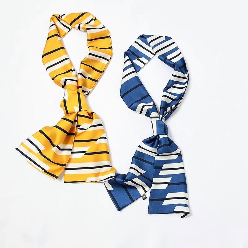 Khăn choàng cổ lụa satin thắt nơ áo sơ mi - Maben