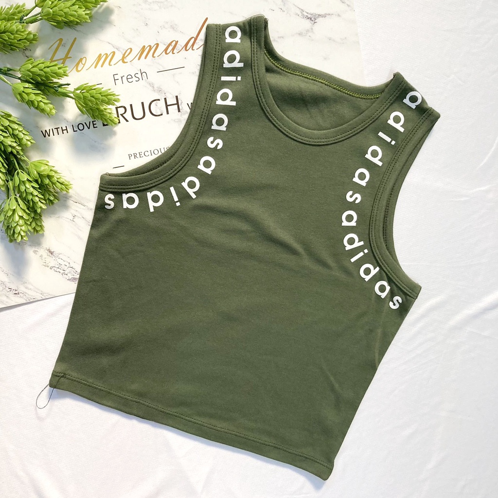 Áo thun sát nách nữ fom ôm freesize từ 30-40kg chất Borip dáng croptop in chữ - TOP29