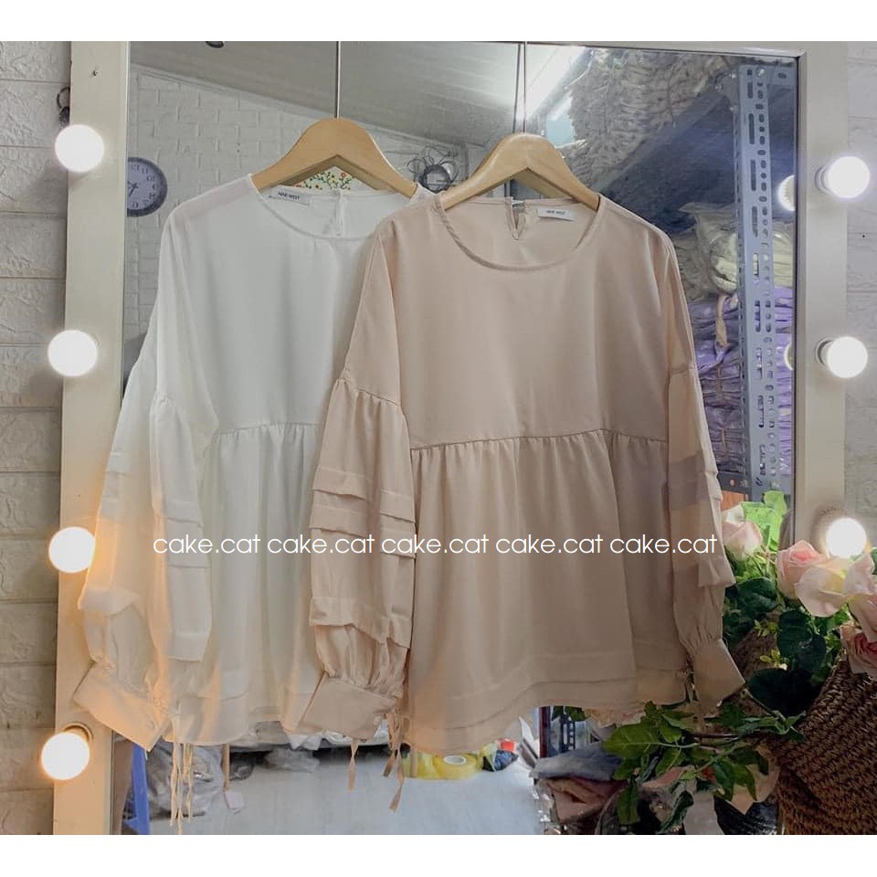 [CÓ SẴN - VIDEO THẬT] Áo voan babydoll tay bồng thắt nơ tay