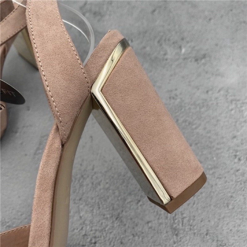 Sandal nữ cao gót New Look hồng phấn G5