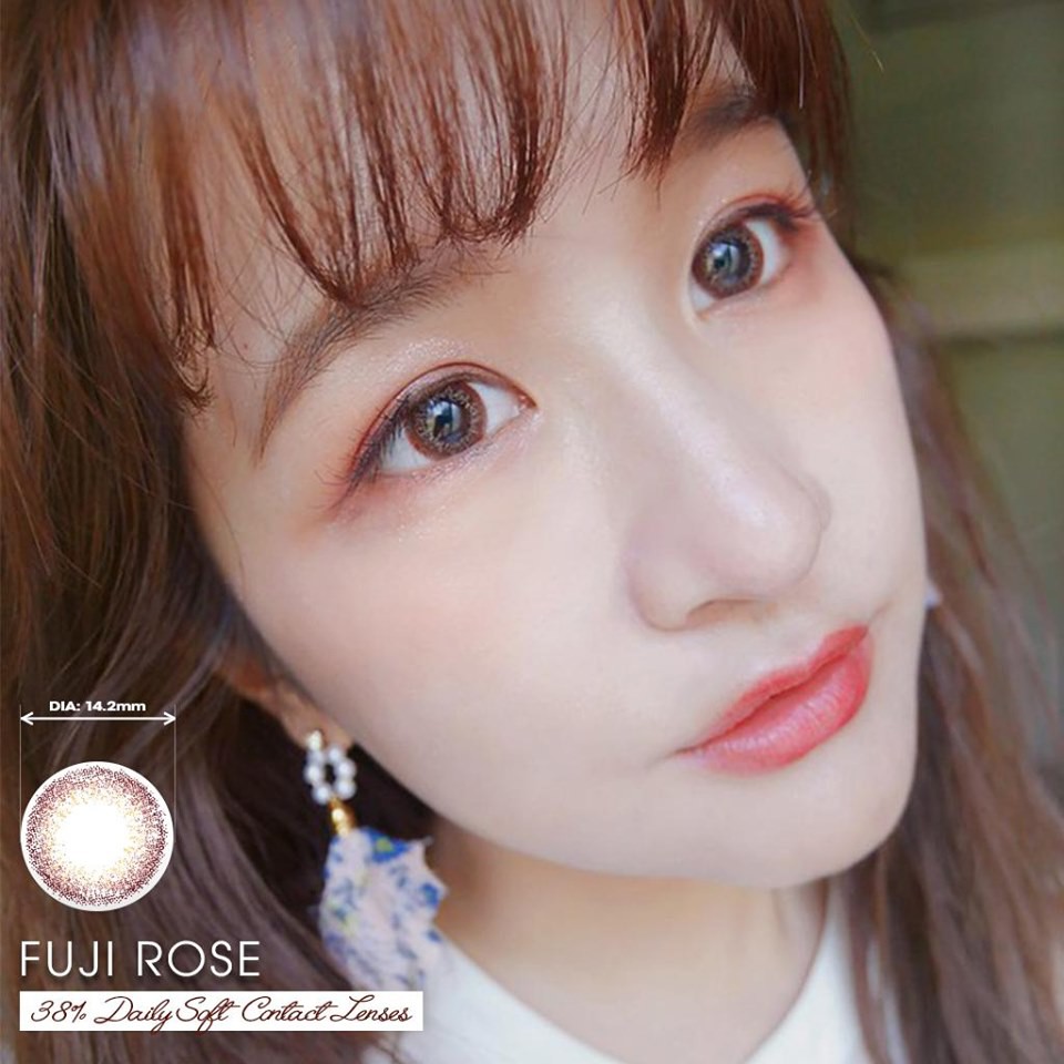 Kính áp tròng Eye Secret dùng 1 ngày màu Fuji Rose, lens mắt nâu có độ cận - Lens Optic