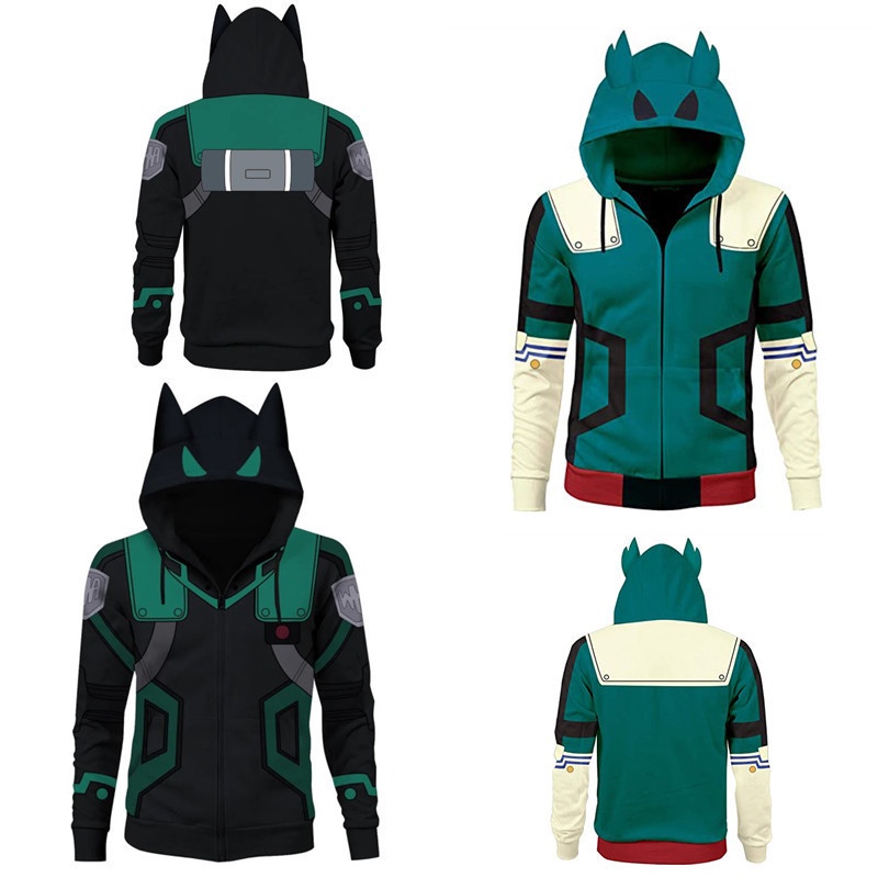 Áo khoác hóa trang nhân vật Midoriya Izuku trong phim Học viện anh hùng có khóa kéo thời trang thường ngày cho nam và nữ