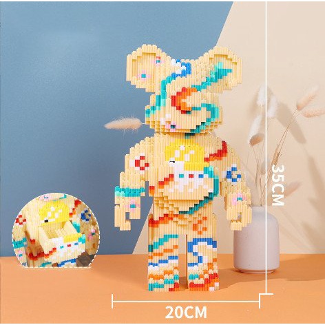 Lego Bearbrick - Đồ Chơi Lắp Ráp Mô Hình 3D Gấu Bearbrick 35cm