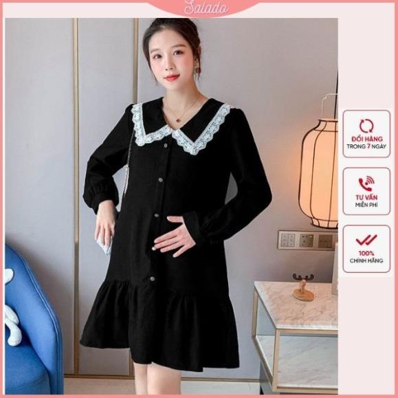 Đầm bầu đẹp công sở thu đông dự tiệc mặc nhà mùa đông, Váy bầu mùa thu đông xinh công sở ZK