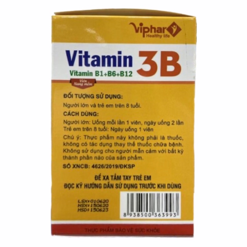 Viên uống Vitamin 3B B1-B6-B12 (hộp 100 viên) | Thế Giới Skin Care