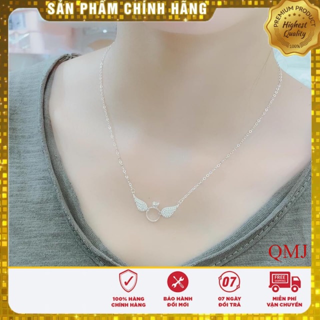 Dây chuyền nữ cầu hôn - Nhẫn cánh thiên thần đính đá - Nhẫn QMJ bạc chuẩn sáng đẹp/ Bảo hành đổi trả 7 ngày miễn phí