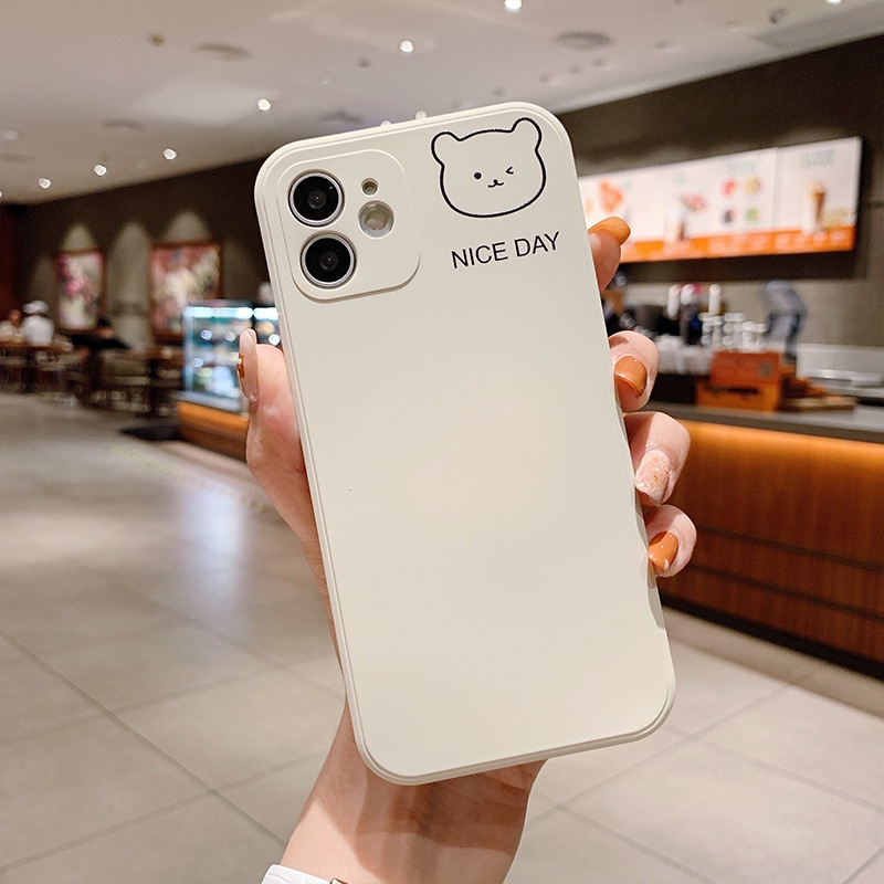 Ốp lưng iphone Thỏ Gấu cạnh vuông bảo vệ camera dẻo ip 6splus/7/7plus/8/8plus/x/xr/xs/11/12/pro/max/plus/13promax e221