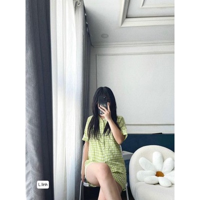 Sét bộ pizama xốp kẻ ô vuông 3158