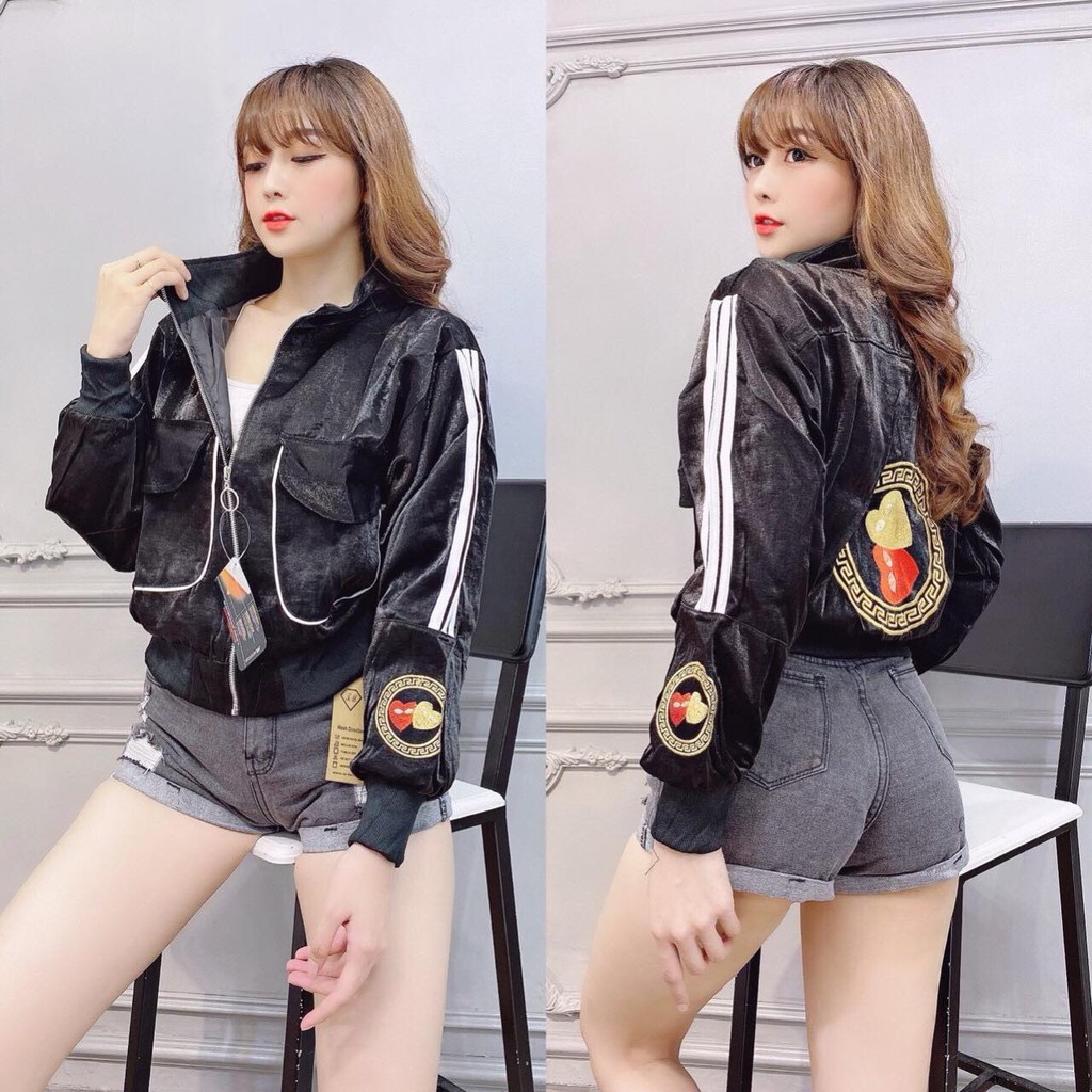 ÁO KHOÁC PHI XÀ CỪ THÊU TRÁI TIM CÁ TÍNH ÁO KHOÁC NỮ LỬNG