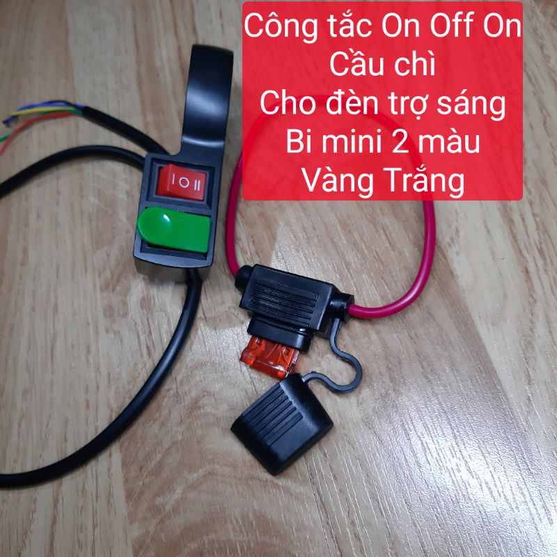 Công tắc Mơ-Tắt-Mở màu XanhĐỏ cho đèn trợ sáng Bi mini 2 màu
