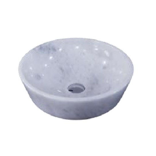 chậu lavabo đá tự nhiên chậu tròn vành dày đá trắng có vân
