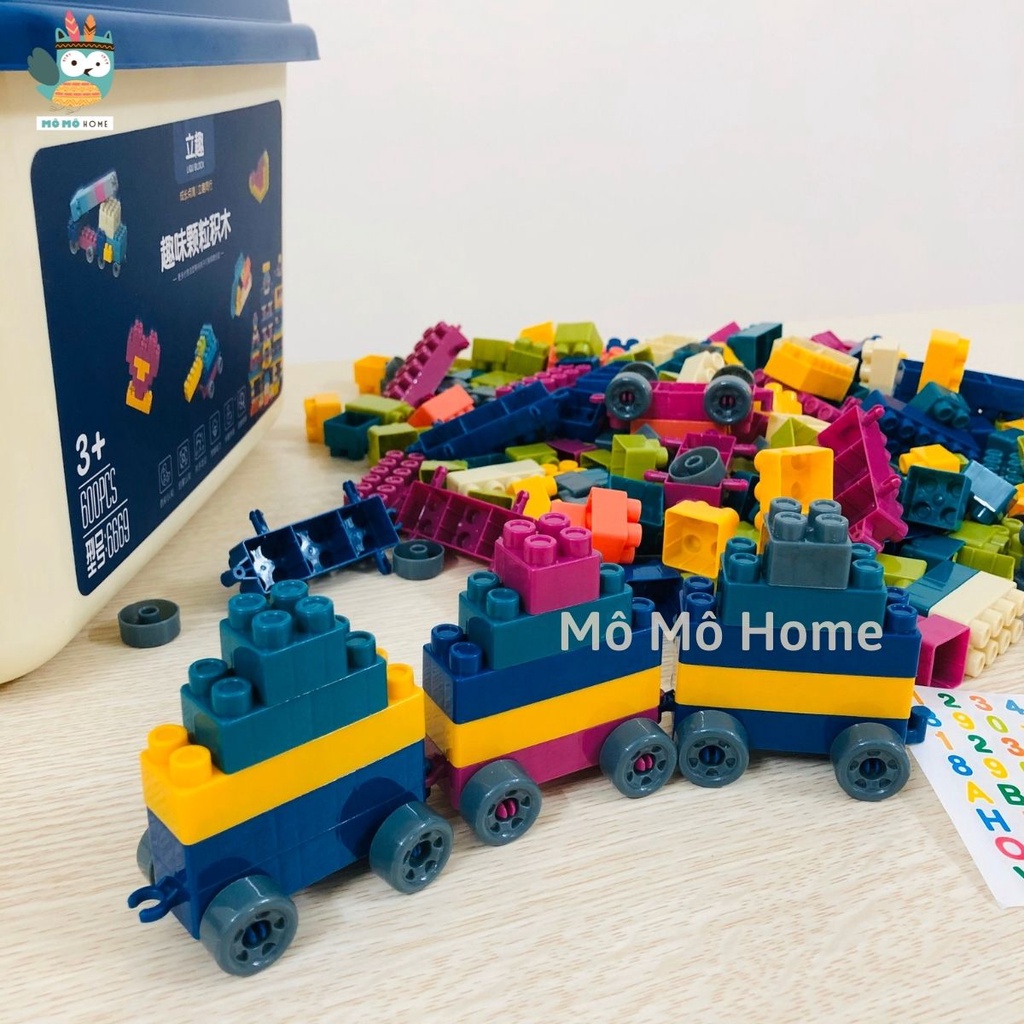 Đồ chơi xếp hình Lego, lắp ráp cho bé 600 chi tiết, nhựa an toàn - Mô Mô Home