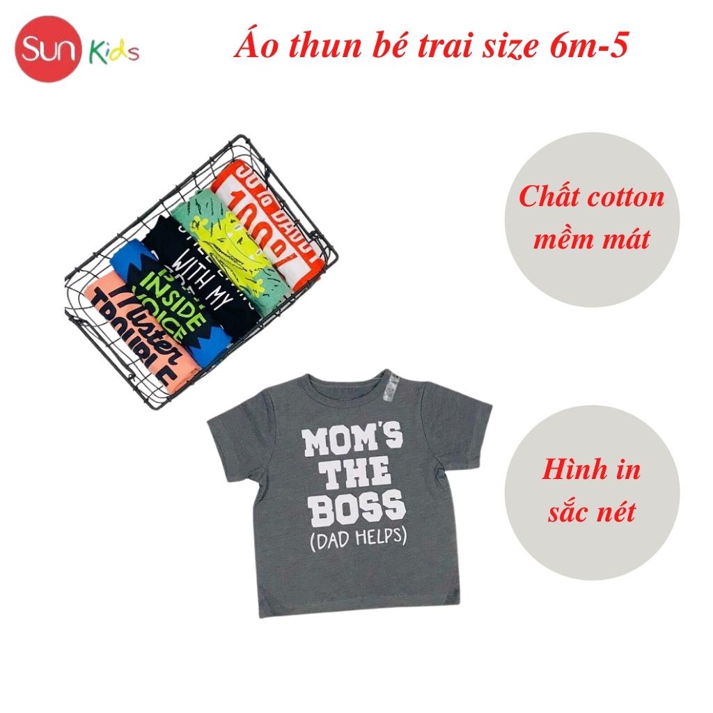 Áo thun bé trai xuất xịn, áo phông cho bé trai, chất cotton, size 6m-5 tuổi - SUNKIDS