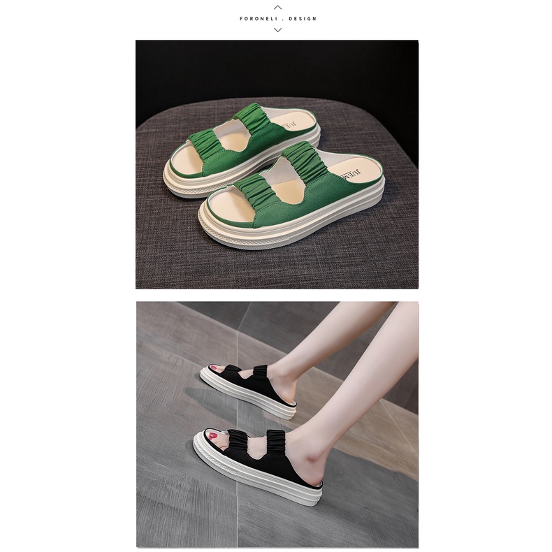 Dép quai ngang MS Tth077 canvas co giãn thời trang cho nữ