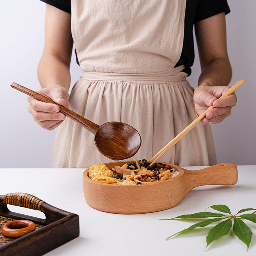 YIYU Muỗng Múc Canh Cán Dài Bằng Gỗ Đa Năng Tiện Dụng