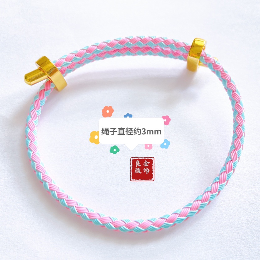 Vòng Tay Da Bện Dây Thép Lỗ Lớn 3mm Điều Chỉnh Được diy Phong Cách Cho Nam Và Nữ