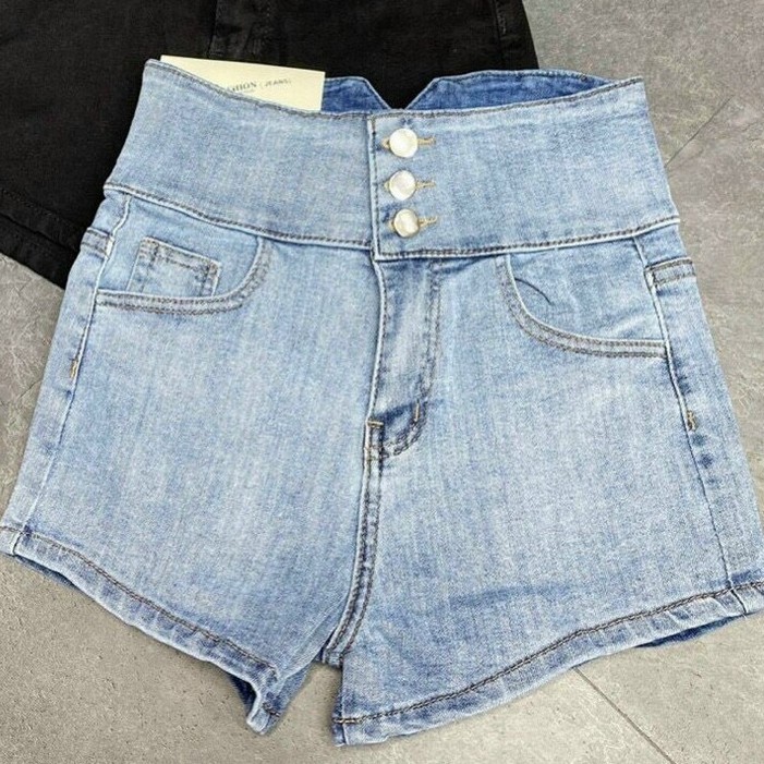 [CLOV10 giảm ngay 10k]Quần short Jean nữ Cao Cấp lưng cao chất jean Co dãn nhẹ vải mềm màu xanh thoải mái khi mặc