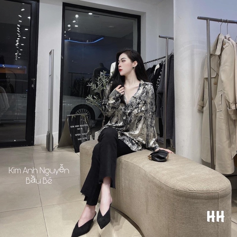 [Mã FAMARAL1 giảm 10K đơn 50K] ÁO SƠ MI LOANG MÀU GHI ĐÁ CHO NỮ