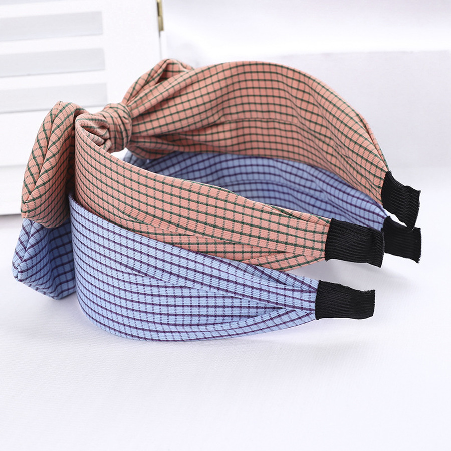 Băng Đô Nơ Họa Tiết Ca Rô Phong Cách Hàn Quốc Dành Cho Nữ