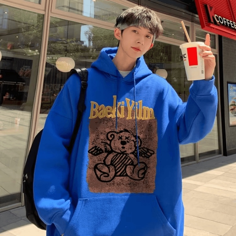 Áo hoodie Cỡ Lớn In Họa Tiết Hoạt Hình Phong Cách Hip Hop Đường Phố Hàn Quốc Chất Lượng Cao Cho Nam Và Nữ