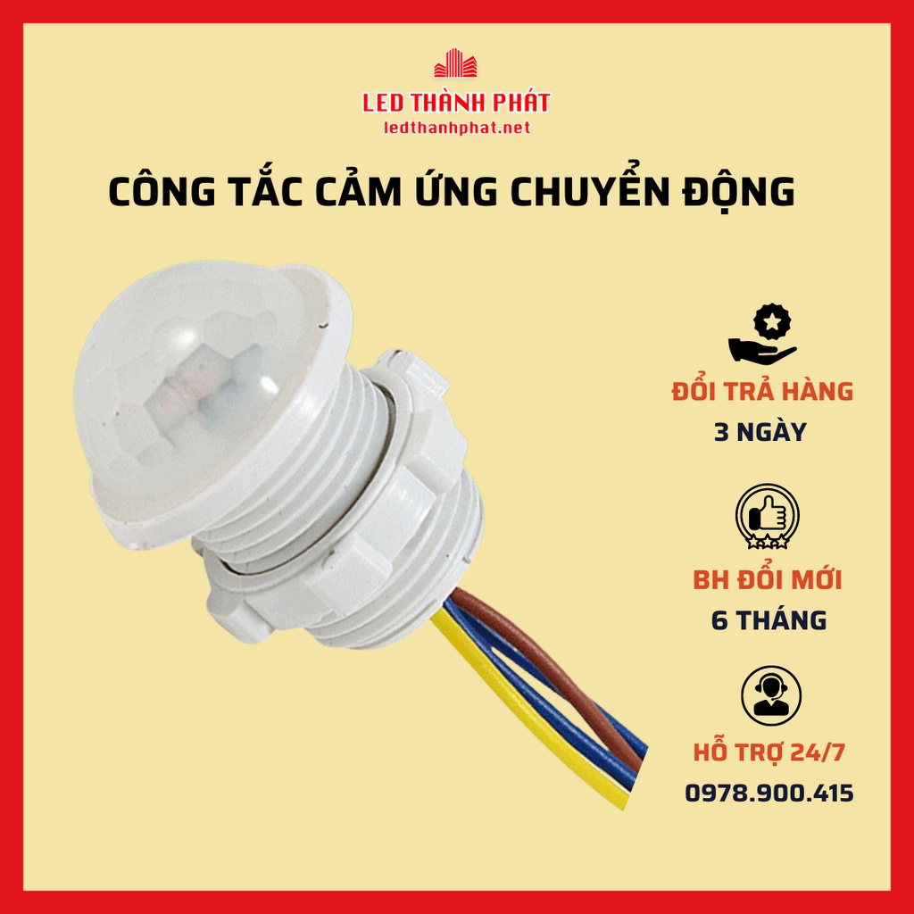 Công tắc cảm biến chuyển động hồng ngoại PIR thông minh tự động bật tắt có điều chỉnh ledthanhphat