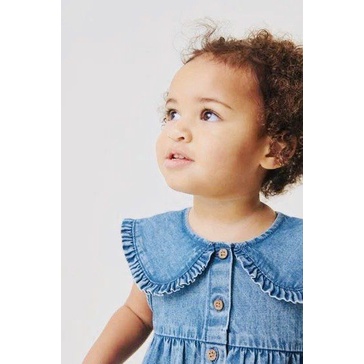 BG444 - VÁY BÒ DEMI XANH CỔ SEN CHO BÉ GÁI