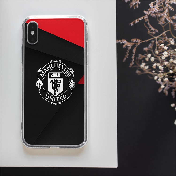 Ốp lưng logo đỏ đen Manchester United cho Iphone 5 6 7 8 Plus 11 12 Pro Max X Xr MAN20210011