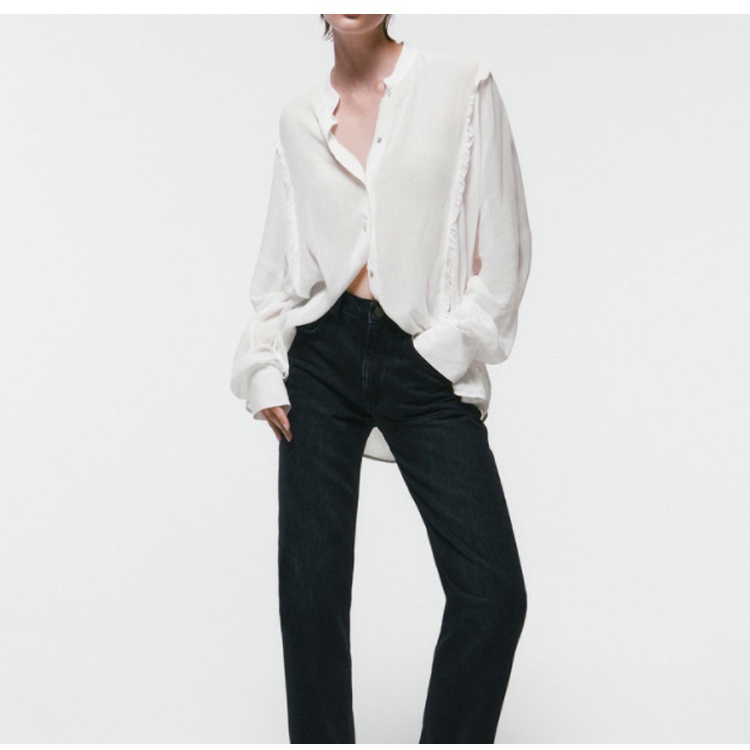 Zara Áo Sơ Mi Tay Dài Cổ Tròn Dáng Rộng Thời Trang Mùa Hè 22 Kiểu5117809