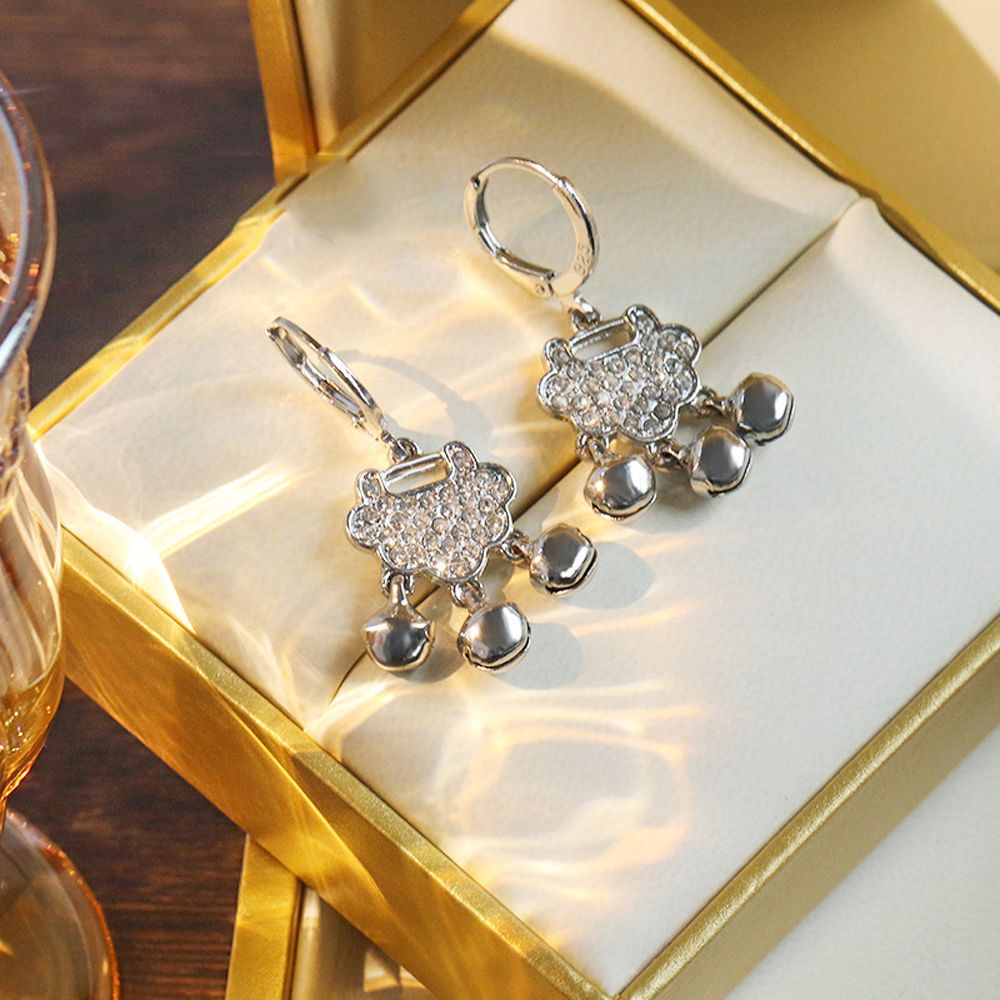 Bông tai dáng dài hình ổ khóa phong cách Trung Hoa cổ điển thời trang cho nữ