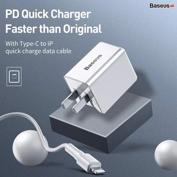 Bộ củ sạc dây sạc baseus sạc nhanh PD iphone ipad type c to lightning - cốc sạc và cáp sạc 3a quick charge 3.0