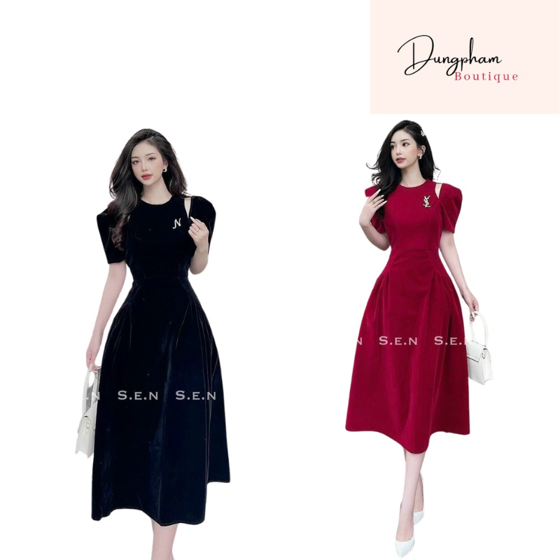 Đầm nhung dài kèm tag sang trọng _ Dungpham Boutique