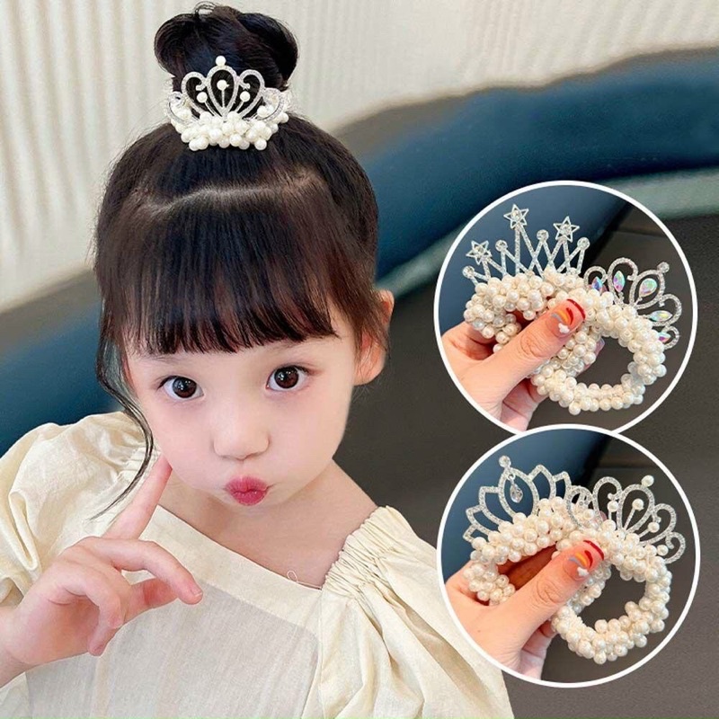 Dây Buộc Tóc Hình Vương Miện Công Chúa Kiểu Nhật Bản Dễ Thương Cho Bé Gái