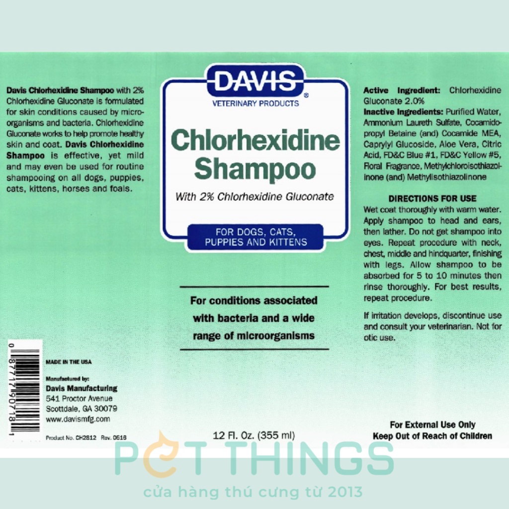 Sữa tắm cho chó mèo Davis hỗ trợ các vấn đề về da lông 355ml