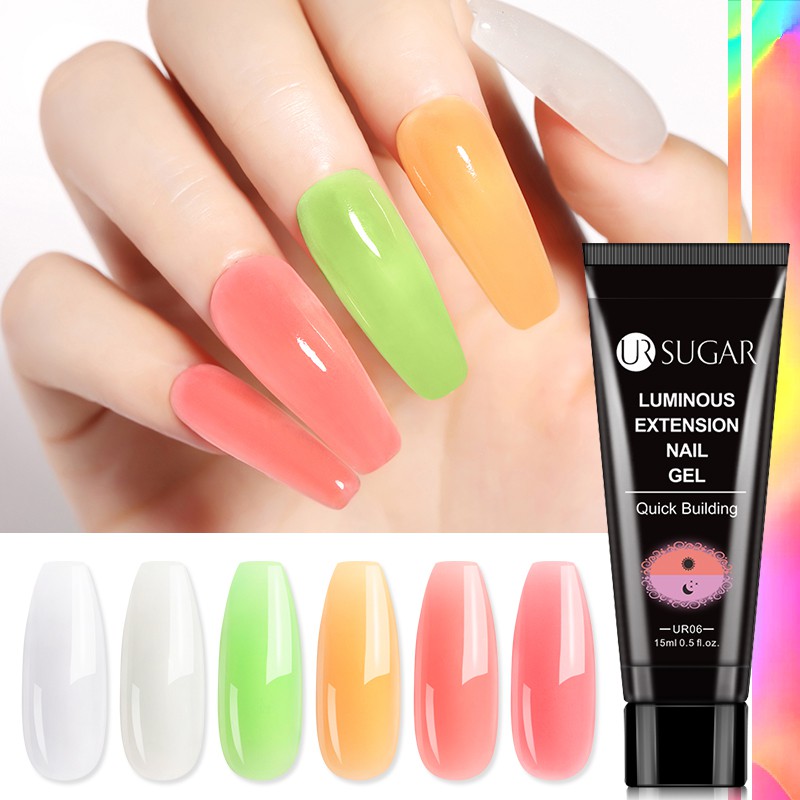 Gel sơn đắp nối móng UR SUGAR 15ml nhiều màu sắc dạ quang thời trang