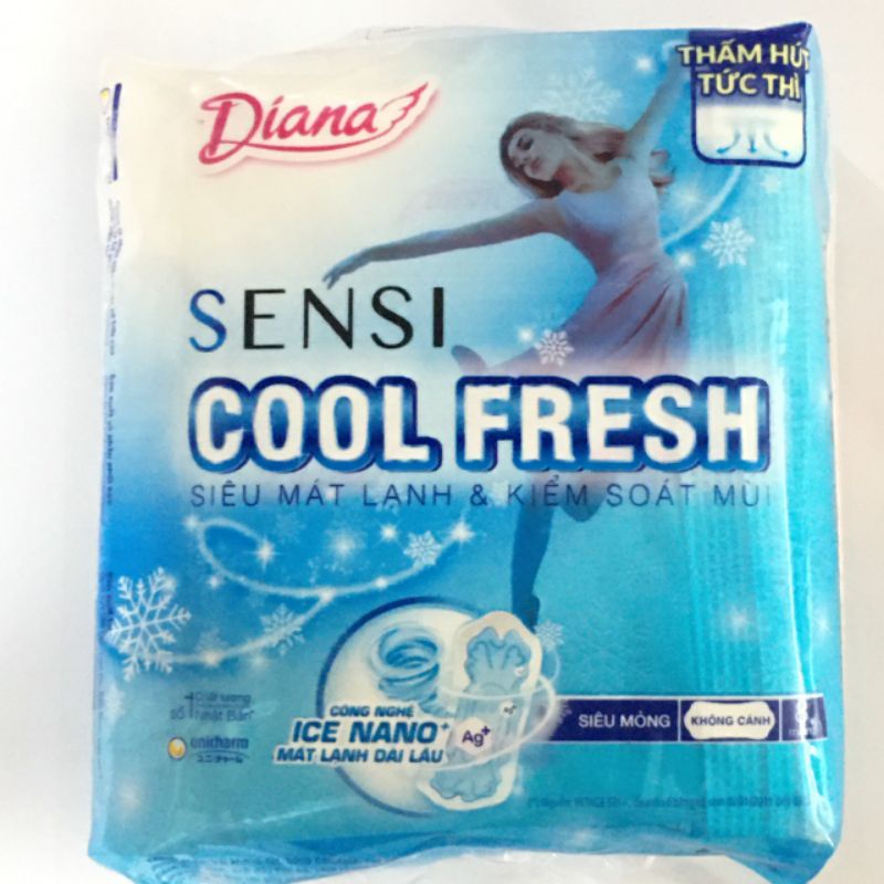 Băng vệ sinh Diana Sensi Cool Fresh siêu mỏng không cánh 23cm x 8 miếng