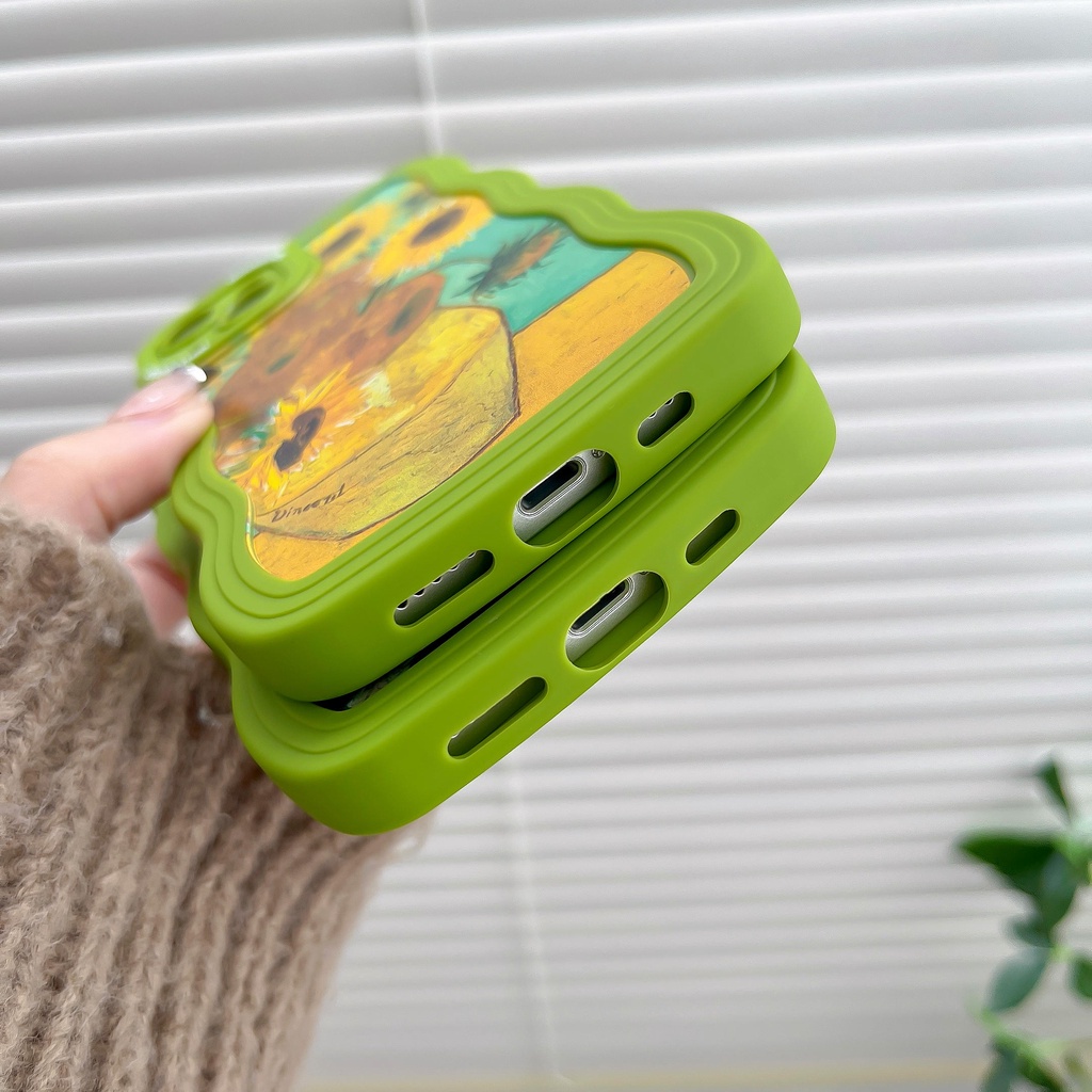 Ốp Điện Thoại Họa Tiết Gợn Sóng Màu Xanh Lá Cho iPhone14Pro 13Promax 11 12 13 11 12 13Promax 13Pro 14