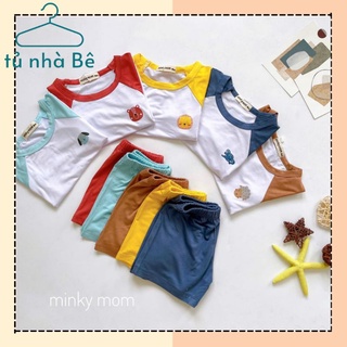 Bộ cộc tay Minky Mom phối tay raglan nhiều màu cho bé size nhí + nhỡ 8 - 18kg