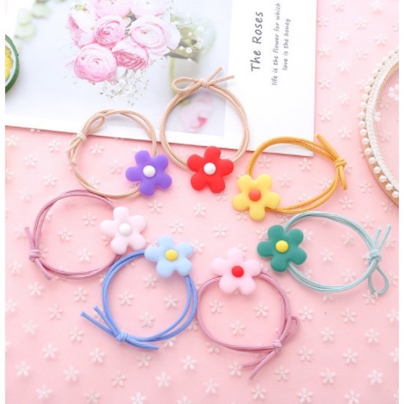 Thun cột tóc hoa 5 cánh dễ thương style Hàn quốc