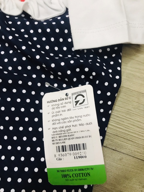 Body liền tất cotton phối màu xinh xắn 6-8kg