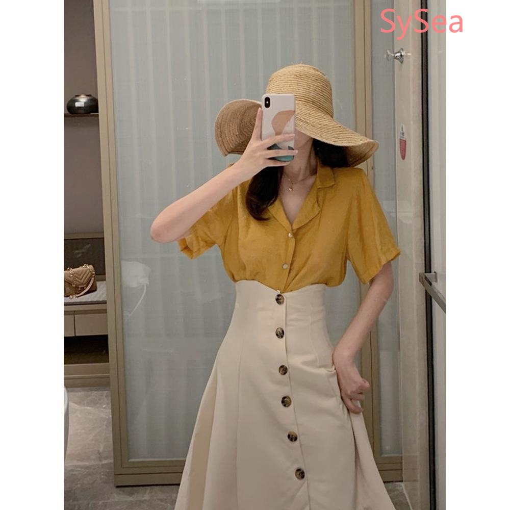 Set Áo Sơ Mi Và Chân Váy Phong Cách Vintage Cho Nữ