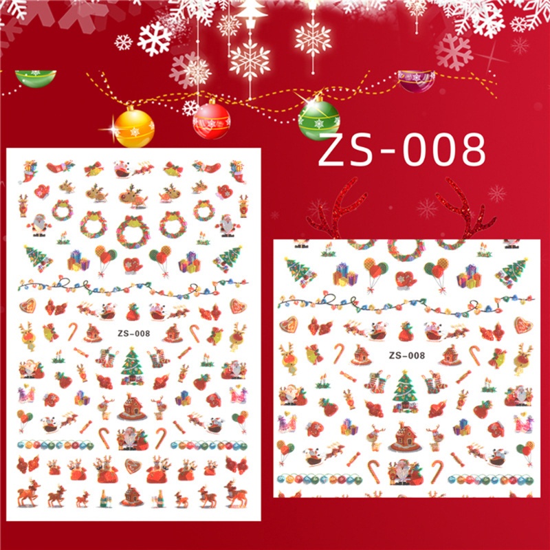 Sticker Dán Móng Tự Dính Họa Tiết Giáng Sinh Nhiều Màu Sắc Trang Trí Móng Nghệ Thuật