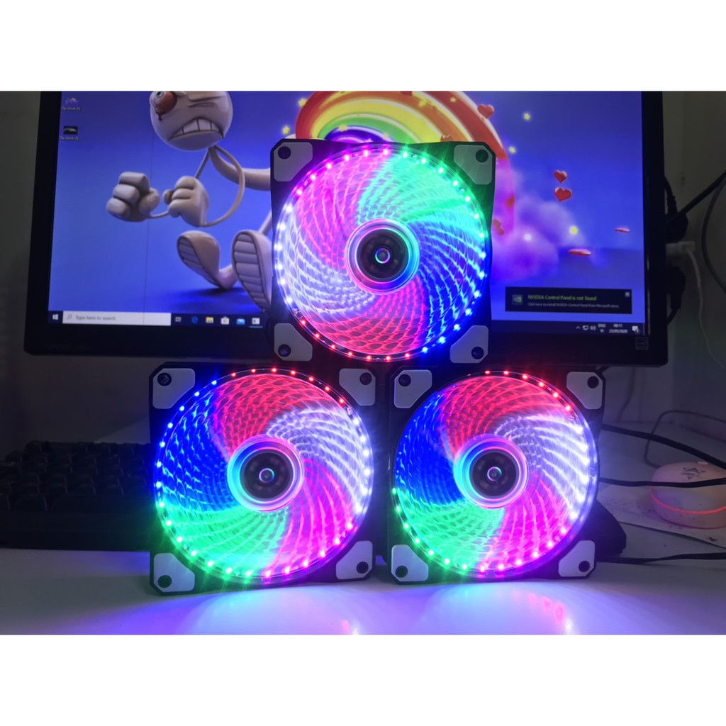 Fan LED Tản Khí Case CPU 33 Bóng LED 5 màu, Fan 12