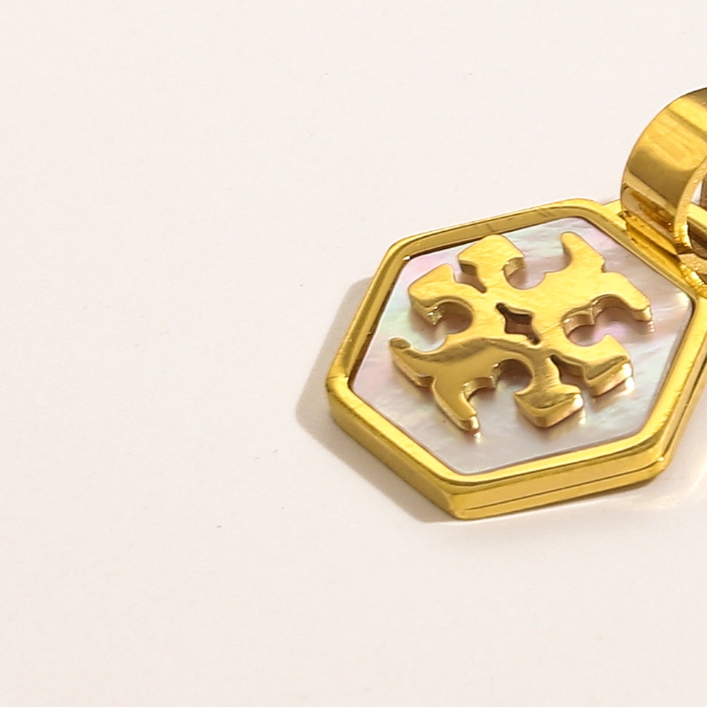 TORY BURCH Khuyên Tai Tròn Khắc Chữ Bằng Thép Titan Thời Trang Cho Nữ