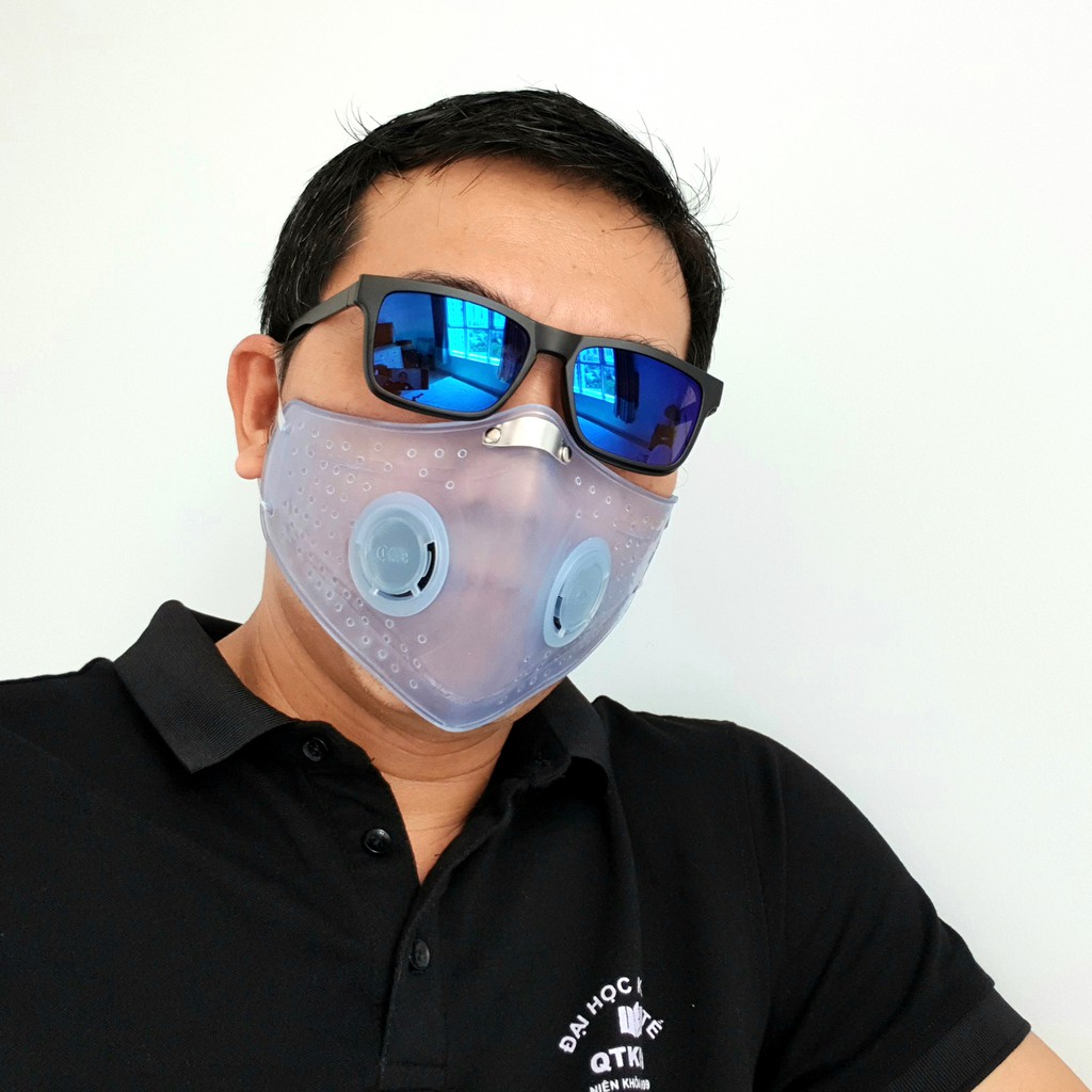 Khẩu trang nhựa đi phượt lọc bụi kháng nước kháng UV 100%, Khẩu trang nhựa trong suốt 1Care Pro màu xanh giọt nước | BigBuy360 - bigbuy360.vn