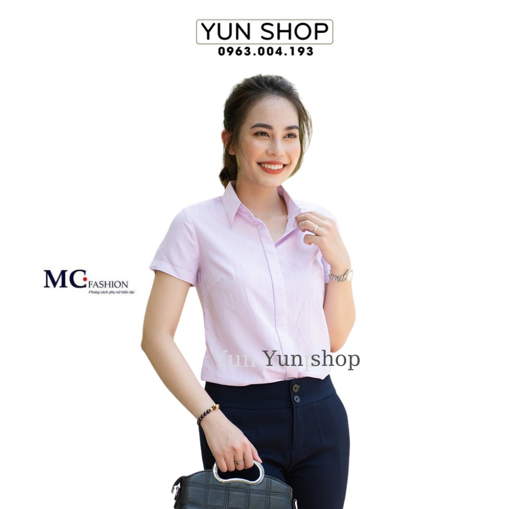 Áo Sơ Mi Nữ- Áo Công Sở Họa Tiết Kẻ Tăm -  A206 MC Fashion Màu Hồng Nhạt