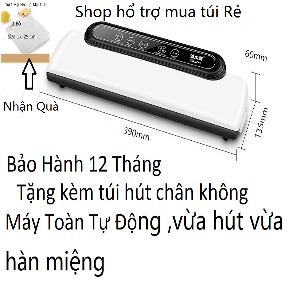 Máy hút chân không DTM-600 cao cấp - bảo hành 12 tháng-tặng 10 túi hút 1 mặt nhám 17-25cm